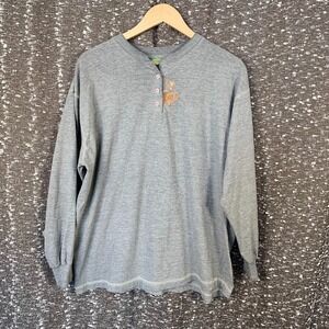 Vintage Cartoon Network Scooby Doo Henley Long Sleeve Shirt Embroidered Size XL